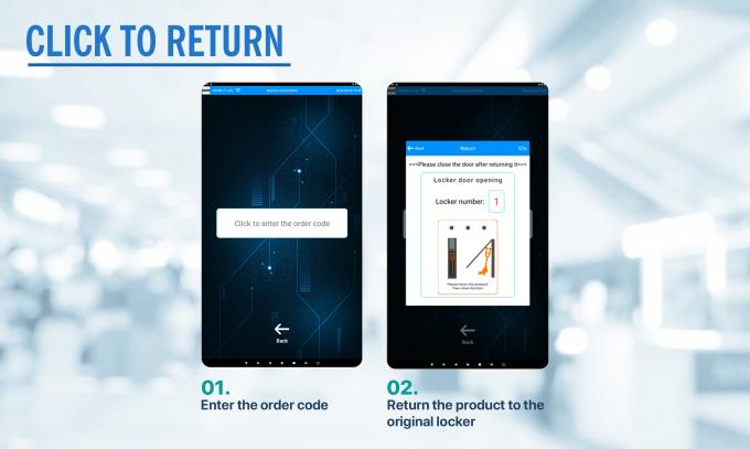 A seamless return process powered by the rental vending machine. Riders tap “Return,” scan their code or enter the order number, place the racket back into the locker, and the system automatically closes the rental and updates availability for the next customer.